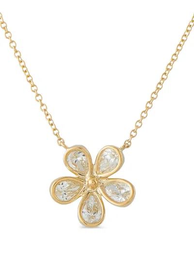 Pre-owned Lb Exclusive Diamond Flower Necklace In Gold