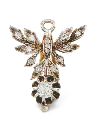 Pre-owned Lb Exclusive Diamond Foliate Bow Pendant In Gold