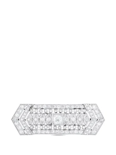 Pre-owned Lb Exclusive Diamond French Brooch In Silver