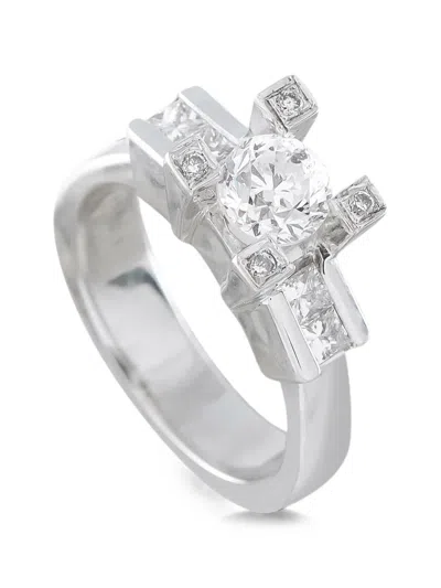 Pre-owned Lb Exclusive Diamond Geometric Ring In Silver