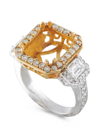 Pre-owned Lb Exclusive Diamond Halo Ring In Gold