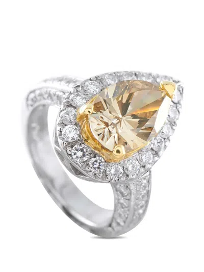 Pre-owned Lb Exclusive Diamond Halo Ring In Silver