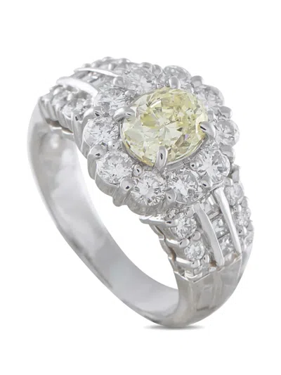 Pre-owned Lb Exclusive Diamond Halo Ring In Silver