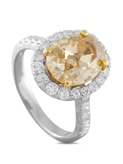 Pre-owned Lb Exclusive Diamond Halo Ring In Silver