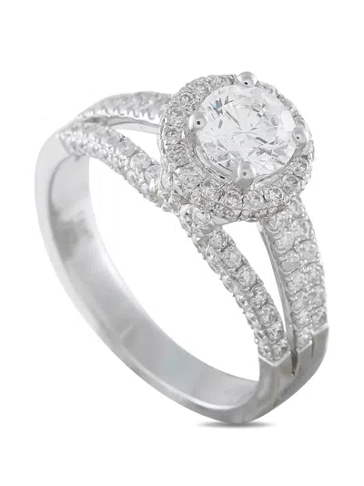 Pre-owned Lb Exclusive Diamond Halo Ring In Silver