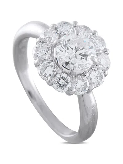 Pre-owned Lb Exclusive Diamond Halo Ring In Silver