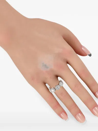 Pre-owned Lb Exclusive Diamond Halo Ring In Silver