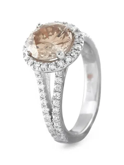 Pre-owned Lb Exclusive Diamond Halo Ring In Silver
