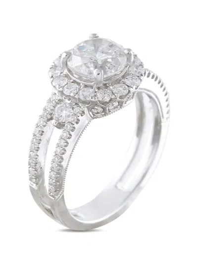 Pre-owned Lb Exclusive Diamond Halo Ring In Silver