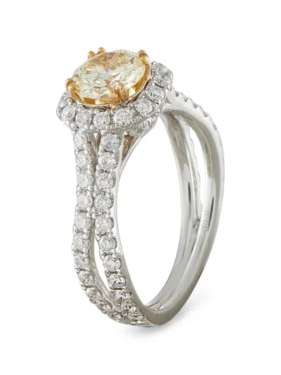 Pre-owned Lb Exclusive Diamond Halo Ring In Silver