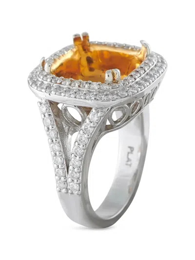 Pre-owned Lb Exclusive Diamond Halo Ring In Silver