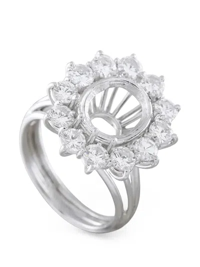 Pre-owned Lb Exclusive Diamond Halo Ring In Silver