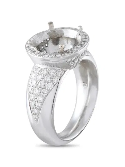 Pre-owned Lb Exclusive Diamond Halo Ring In Silver