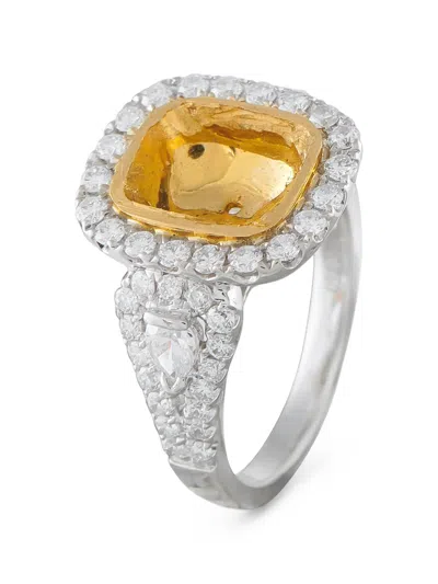 Pre-owned Lb Exclusive Diamond Halo Ring In Silver