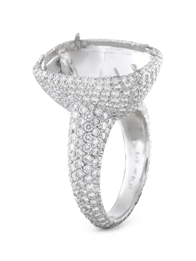 Pre-owned Lb Exclusive Diamond Halo Ring In Silver