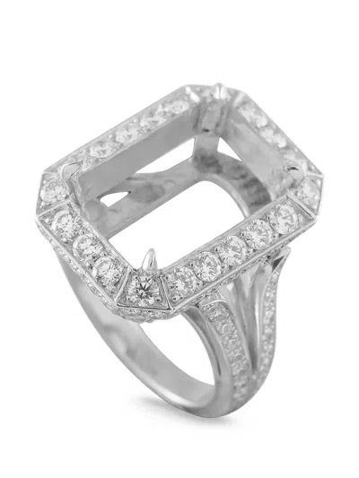 Pre-owned Lb Exclusive Diamond Halo Ring In Silver