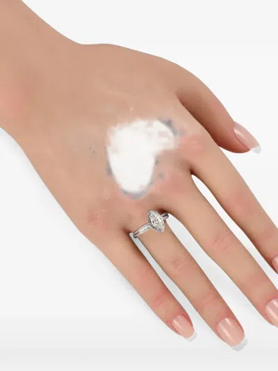 Pre-owned Lb Exclusive Diamond Halo Ring In Silver