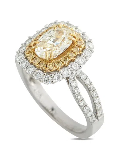 Pre-owned Lb Exclusive Diamond Halo Ring In White