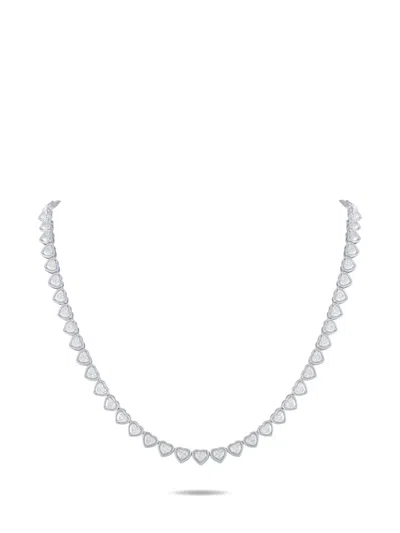 Pre-owned Lb Exclusive Diamond Heart Necklace In Silver