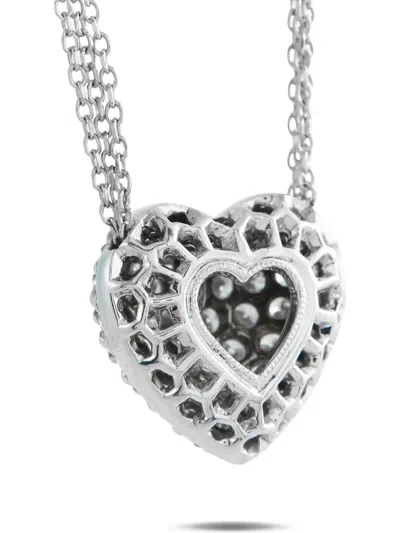 Pre-owned Lb Exclusive Diamond Heart-pendant Necklace In Silver