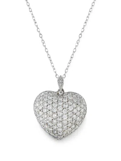Pre-owned Lb Exclusive Diamond Heart-pendant Necklace In Silver