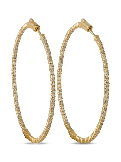 Pre-owned Lb Exclusive Diamond Hoop Earrings In Gold