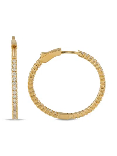 Pre-owned Lb Exclusive Diamond Hoop Earrings In Gold