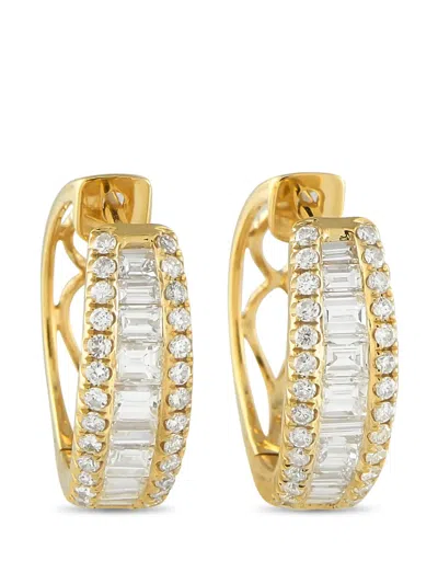 Pre-owned Lb Exclusive Diamond Hoop Earrings In Gold