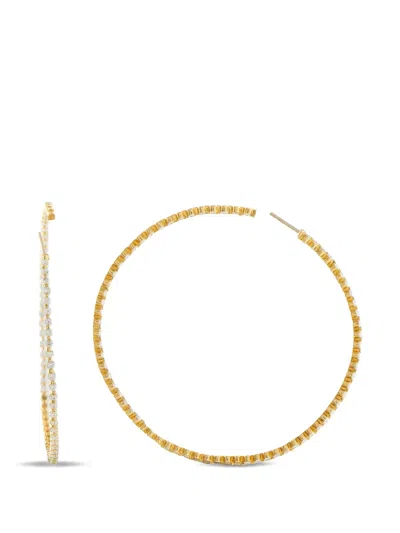 Pre-owned Lb Exclusive Diamond Hoop Earrings In Gold