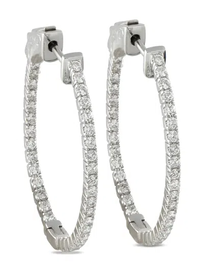 Pre-owned Lb Exclusive Diamond Hoop Earrings In Silver