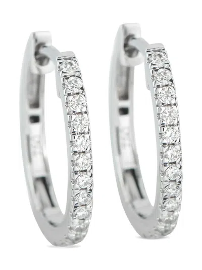 Pre-owned Lb Exclusive Diamond Hoop Earrings In Silver