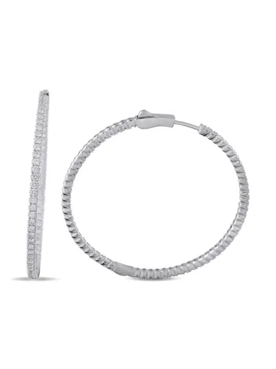 Pre-owned Lb Exclusive Diamond Hoop Earrings In Silver