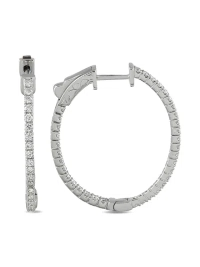 Pre-owned Lb Exclusive Diamond Hoop Earrings In Silver