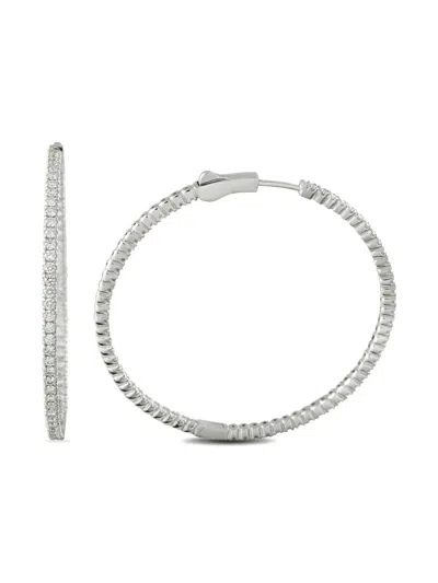 Pre-owned Lb Exclusive Diamond Hoop Earrings In Silver