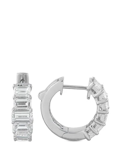 Pre-owned Lb Exclusive Diamond Hoop Earrings In Silver