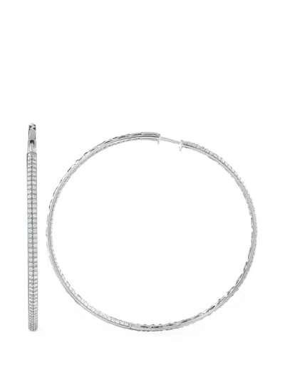 Pre-owned Lb Exclusive Diamond Hoop Earrings In Silver