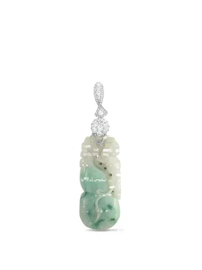 Pre-owned Lb Exclusive Diamond Jade Pendant In Silver