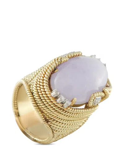 Pre-owned Lb Exclusive Diamond Jade Yellow Gold Ring