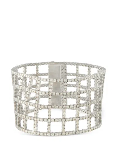 Pre-owned Lb Exclusive Diamond Lattice Bracelet In Silver