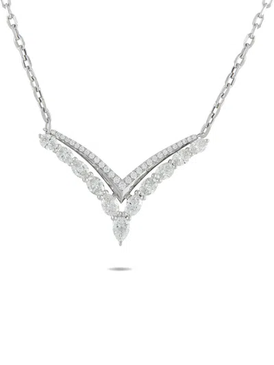 Pre-owned Lb Exclusive Diamond Necklace In Silver
