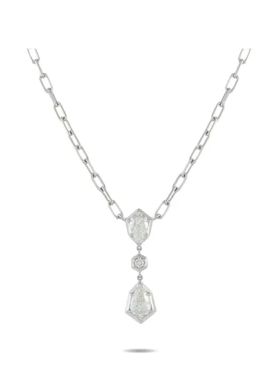 Pre-owned Lb Exclusive Diamond Necklace In Silver