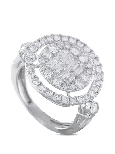 Pre-owned Lb Exclusive Diamond Negative Space Ring In Silver