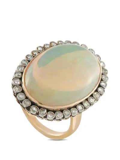 Pre-owned Lb Exclusive Diamond-opal Ring In Gold