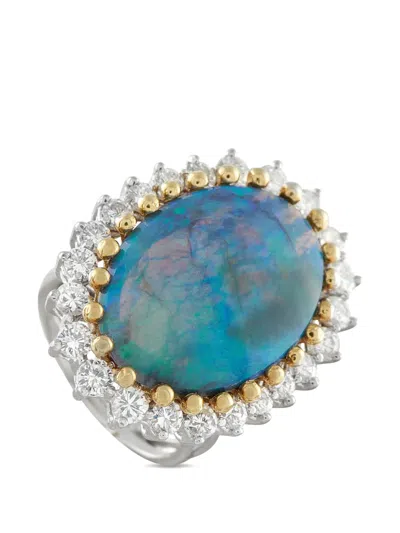 Pre-owned Lb Exclusive Diamond Opal Ring In Silver