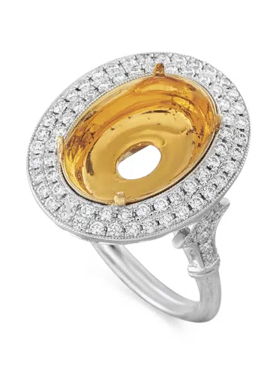 Pre-owned Lb Exclusive Diamond Oval Halo Ring In Silver