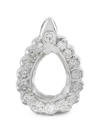 Pre-owned Lb Exclusive Diamond Pear Halo Pendant In Silver