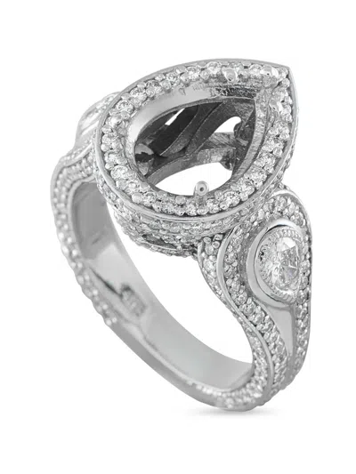 Pre-owned Lb Exclusive Diamond Pear Halo Ring In Silver