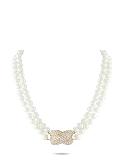 Pre-owned Lb Exclusive Diamond Pearl Necklace In Gold