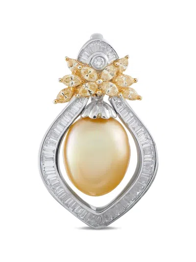 Pre-owned Lb Exclusive Diamond Pearl Pendant In Silver