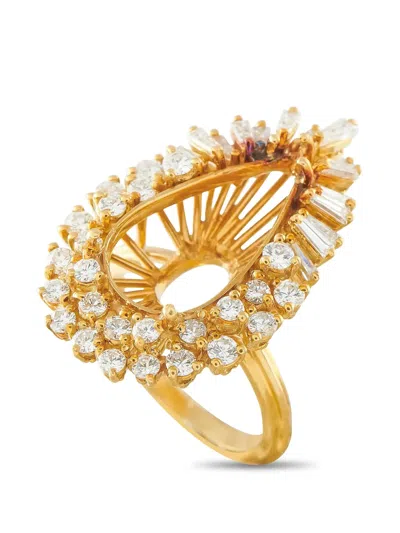 Pre-owned Lb Exclusive Diamond Pear-shape Cluster Ring In Gold